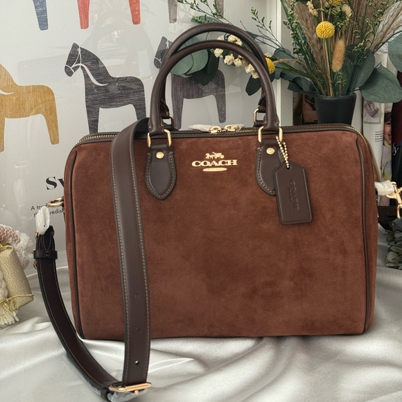 Coach Handbags - Coach Rich Brown Suede Crossbody Bag - Altered shoulder strap 27 inches